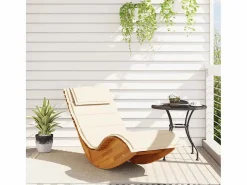 vidaxl Tumbona mecedora Mazaneda madera de acacia crema 74x154x60 cm Beige