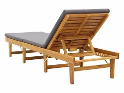 vidaxl Tumbona plegable con cojín madera maciza de acacia