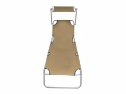 Outlet Tumbona plegable con toldo de acero taupé ES15715 Topo