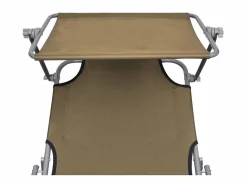 Outlet Tumbona plegable con toldo de acero taupé ES15715 Topo