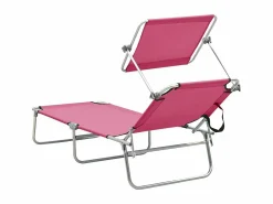 Sale Tumbona plegable con toldo de acero magenta ES56434 Rosa