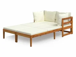 vidaxl Tumbonas con cojines 2 unidades madera de acacia