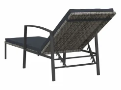 vidaxl Tumbonas con mesita 2 unidades ratán sintético Gris
