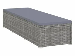 Outlet vidaxl Tumbonas de jardín y mesita 3 piezas ratán sintético Gris