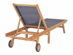 New vidaxl Tumbonas plegables con ruedas 2 uds teca maciza y textilene Color natural claro