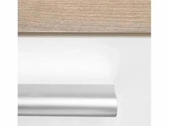 Unidad de cocina 160x84x60 cm aspecto madera roble blanco y gris Marru00f3n / Blanco