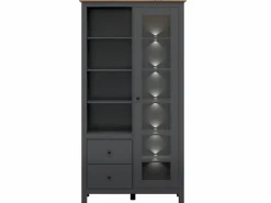 Sale Petits-Meubles Vajillero 1 puerta y 2 cajones con LED Duck antracita y Madera Gris