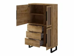 Sale Petits-Meubles Vajillero 3 puertas 3 cajones Eden Madera y Metal Color natural claro
