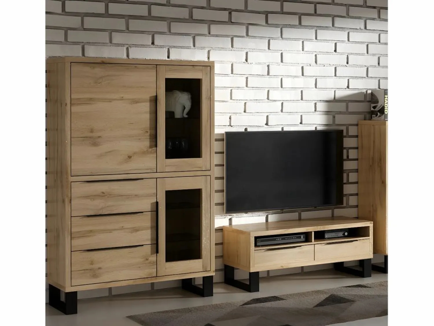 Sale Petits-Meubles Vajillero 3 puertas 3 cajones Eden Madera y Metal Color natural claro