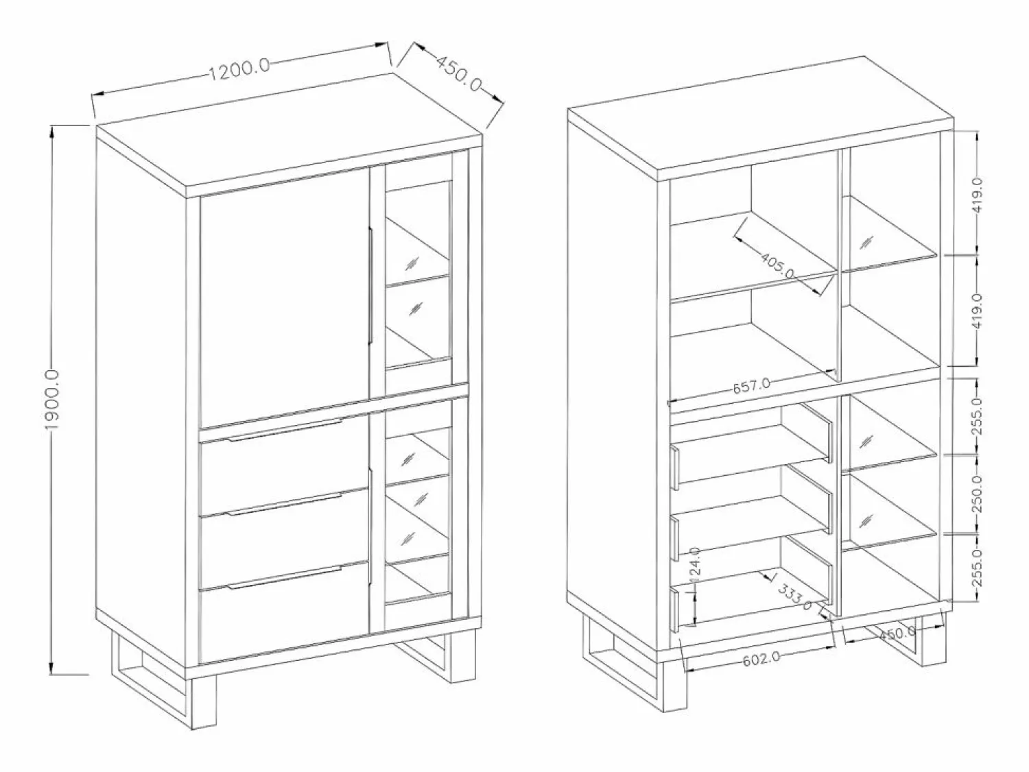 Sale Petits-Meubles Vajillero 3 puertas 3 cajones Eden Madera y Metal Color natural claro