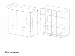 Online Vajillero 3 puertas Andrea antracita y Madera Vitrina Para Vajilla