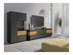 Petits-Meubles Vajillero 2 puertas apertura por la derecha Andrea antracita y Madera