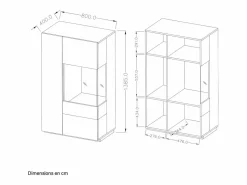 Petits-Meubles Vajillero 2 puertas apertura por la derecha Andrea antracita y Madera