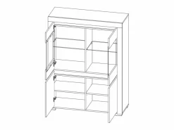 Clearance Vajillero 4 puertas con LED Kasla Madera y Antracita Vitrina Para Vajilla