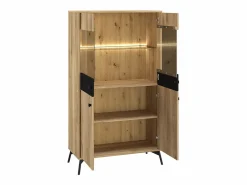 Petits-Meubles Vajillero 4 puertas con LED Elara Madera y Negro