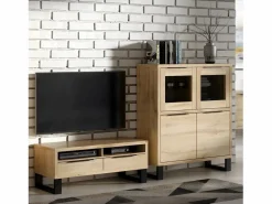Outlet Petits-Meubles Vajillero 4 puertas Eden Madera y Metal Color natural claro