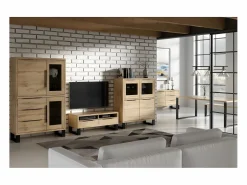 Outlet Petits-Meubles Vajillero 4 puertas Eden Madera y Metal Color natural claro