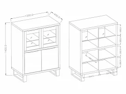 Outlet Petits-Meubles Vajillero 4 puertas Eden Madera y Metal Color natural claro