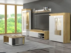 Petits-Meubles Vajillero 2 puertas lado derecho con LED Teo Blanco y Madera
