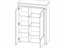 Petits-Meubles Vajillero 2 puertas lado derecho con LED Teo Blanco y Madera