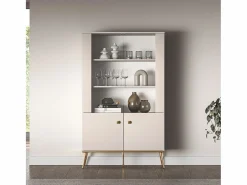 Petits-Meubles Vajillero 4 puertas Olivia Cachemira y Dorado