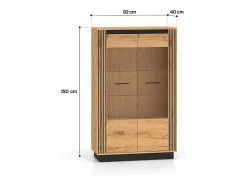 Online Vajillero 2 puertas Solal Madera y Negro Vitrina Para Vajilla