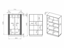 Online Vajillero 2 puertas Solal Madera y Negro Vitrina Para Vajilla