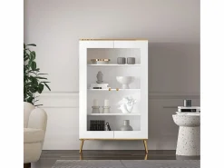 Hot Petits-Meubles Vajillero 2 puertas Zora y Dorado Blanco