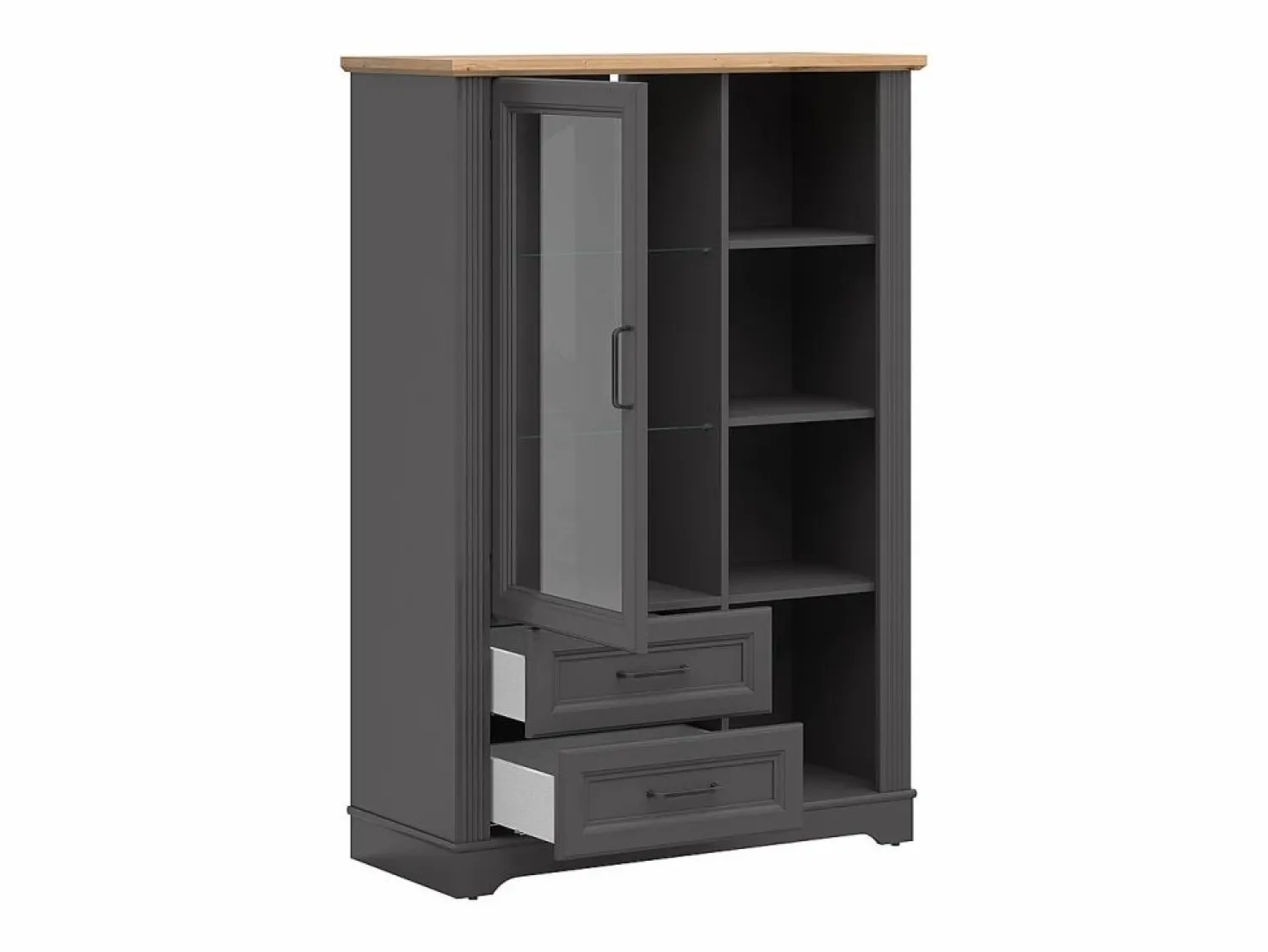 Discount Petits-Meubles Vajillero bajo 1 puerta 2 cajones Charlie Antrancita Gris