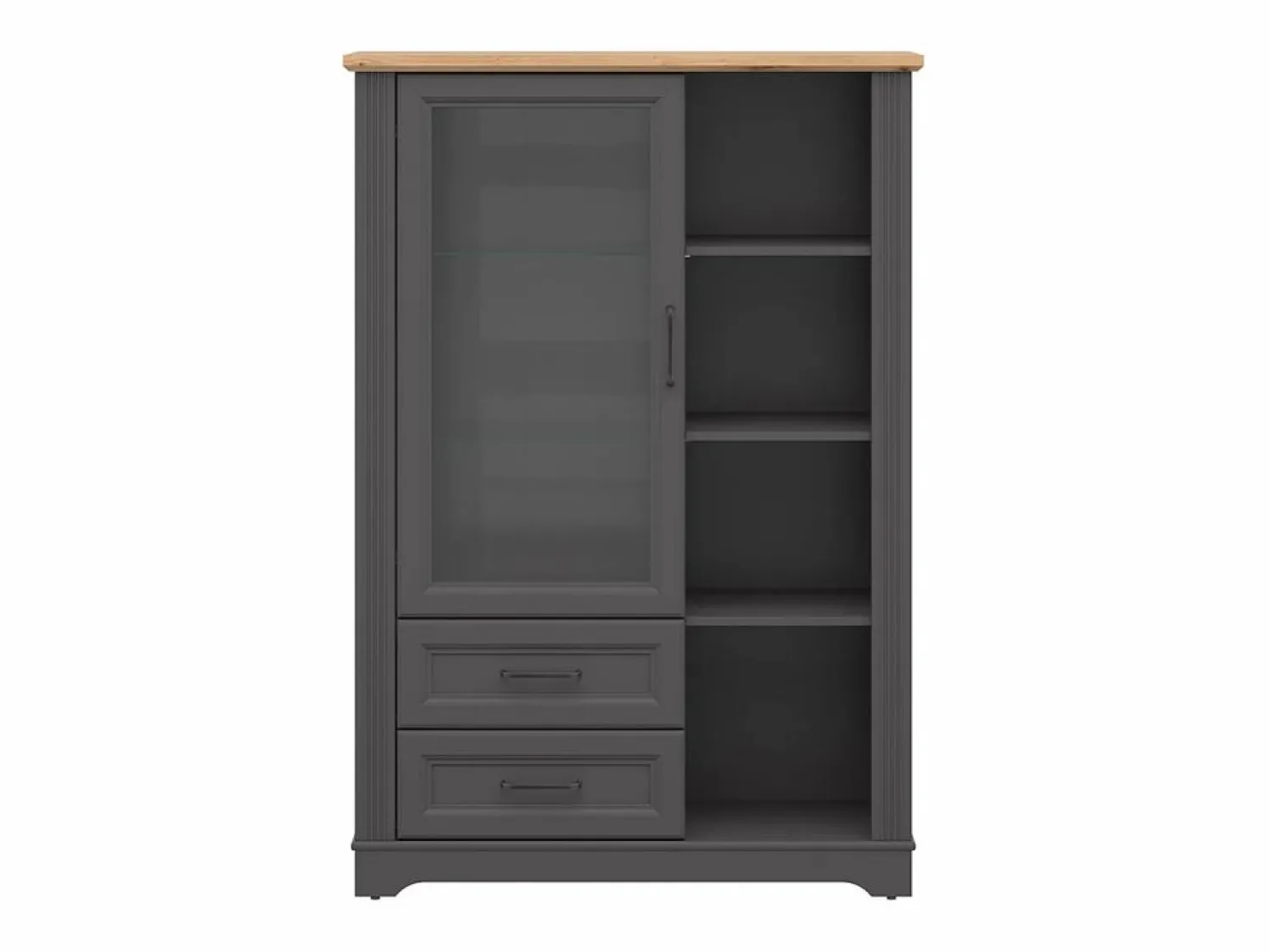 Discount Petits-Meubles Vajillero bajo 1 puerta 2 cajones Charlie Antrancita Gris