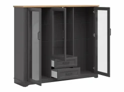 Clearance Vajillero bajo 3 puertas 2 cajones Charlie Antracita Vitrina Para Vajilla