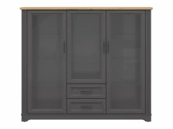 Clearance Vajillero bajo 3 puertas 2 cajones Charlie Antracita Vitrina Para Vajilla