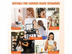 Valija de Maquillaje con Ruedas SucceBuy, Maletín de Maquillaje con Candado, Ruedas Giratorias 360° sobre Pie para Estudio de Artista Profesional