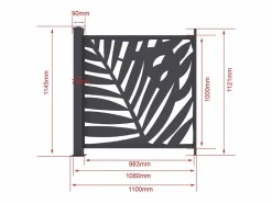 Discount EXPERTLAND Valla de aluminio antracita motivo vegetal kit de extensión Alt.144 x An.110 cm BRAMENO Gris antracita