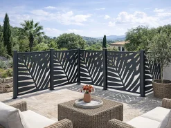 Discount EXPERTLAND Valla de aluminio antracita motivo vegetal kit de extensión Alt.144 x An.110 cm BRAMENO Gris antracita