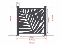 Sale Valla de aluminio antracita motivo vegetal kit inicial Alt.144 x An.118 cm BRAMENO Cercados Y Ocultación