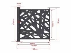 Online Valla de aluminio con motivo geométrico kit de extensión Alt.144 x An.110 cm Antracita BRAMENO Cercados Y Ocultación