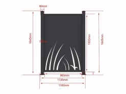 Best Valla de aluminio con motivo vegetal Kit inicial Alt.164 x An.118 cm Antracita BRAMENO Cercados Y Ocultación