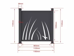 Online EXPERTLAND Valla de aluminio con motivo vegetal kit inicial Alt.144 x An.118 cm Antracita BRAMENO Gris antracita