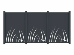 Clearance EXPERTLAND Valla de aluminio con motivo vegetal kit de extensión Alt.164 x An.110 cm Antracita BRAMENO Gris antracita