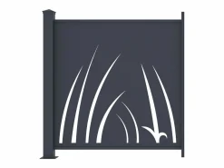 EXPERTLAND Valla de aluminio con motivo vegetal kit de extensión Alt.144 x An.110 cm Antracita BRAMENO Gris antracita