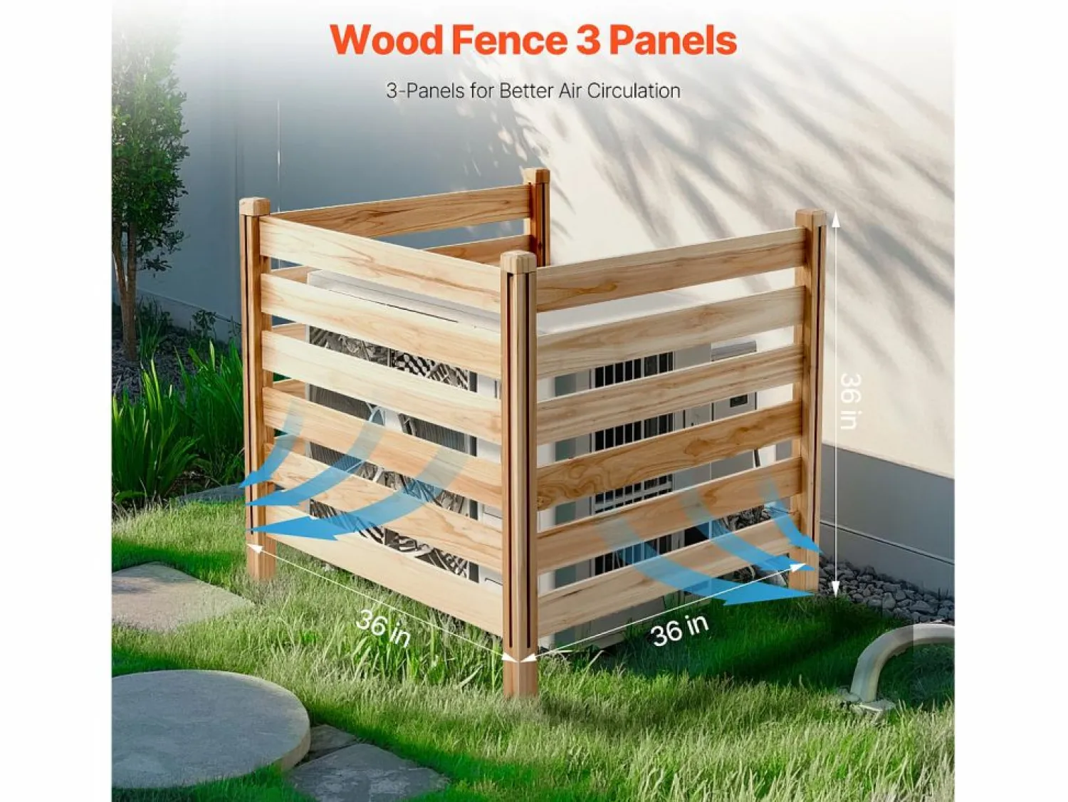 Discount Valla de Privacidad de Madera SucceBuy, 3 Paneles, 91,4 x 91,4 cm para Aire Acondicionado Cercados Y Ocultación