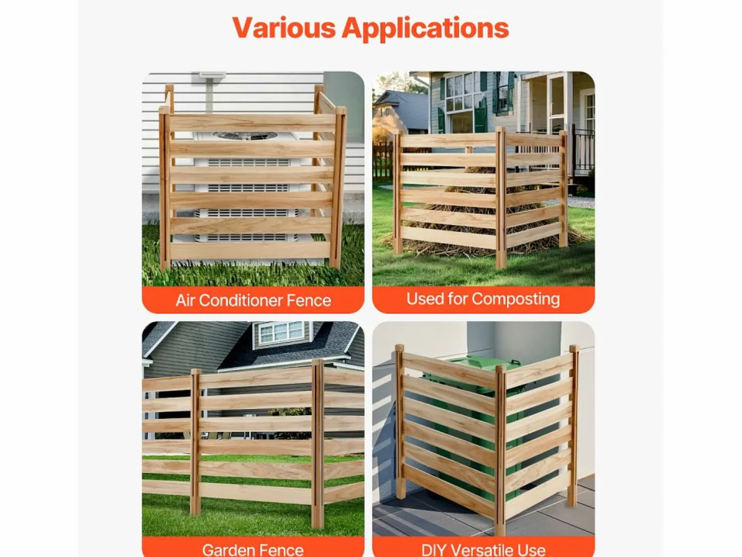 Discount Valla de Privacidad de Madera SucceBuy, 3 Paneles, 91,4 x 91,4 cm para Aire Acondicionado Cercados Y Ocultación