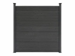 Discount Vallas para exteriores de WPC y Aluminio - 7xPaneles Cuadrados + 1x Oblicuo + 8x Postes con LED | Cercados Y Ocultación