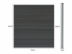 Discount Vallas para exteriores de WPC y Aluminio - 7xPaneles Cuadrados + 1x Oblicuo + 8x Postes con LED | Cercados Y Ocultación