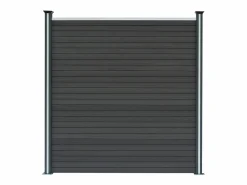 New Monstershop Vallas para exteriores de WPC y Aluminio - 10xPaneles Cuadrados + 1x Oblicuo + 11x Postes con LED | Gris