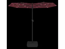 Clearance Vanyra Sombrilla doble de jardín con luces LED burdeos 316x145 cm Sombrilla