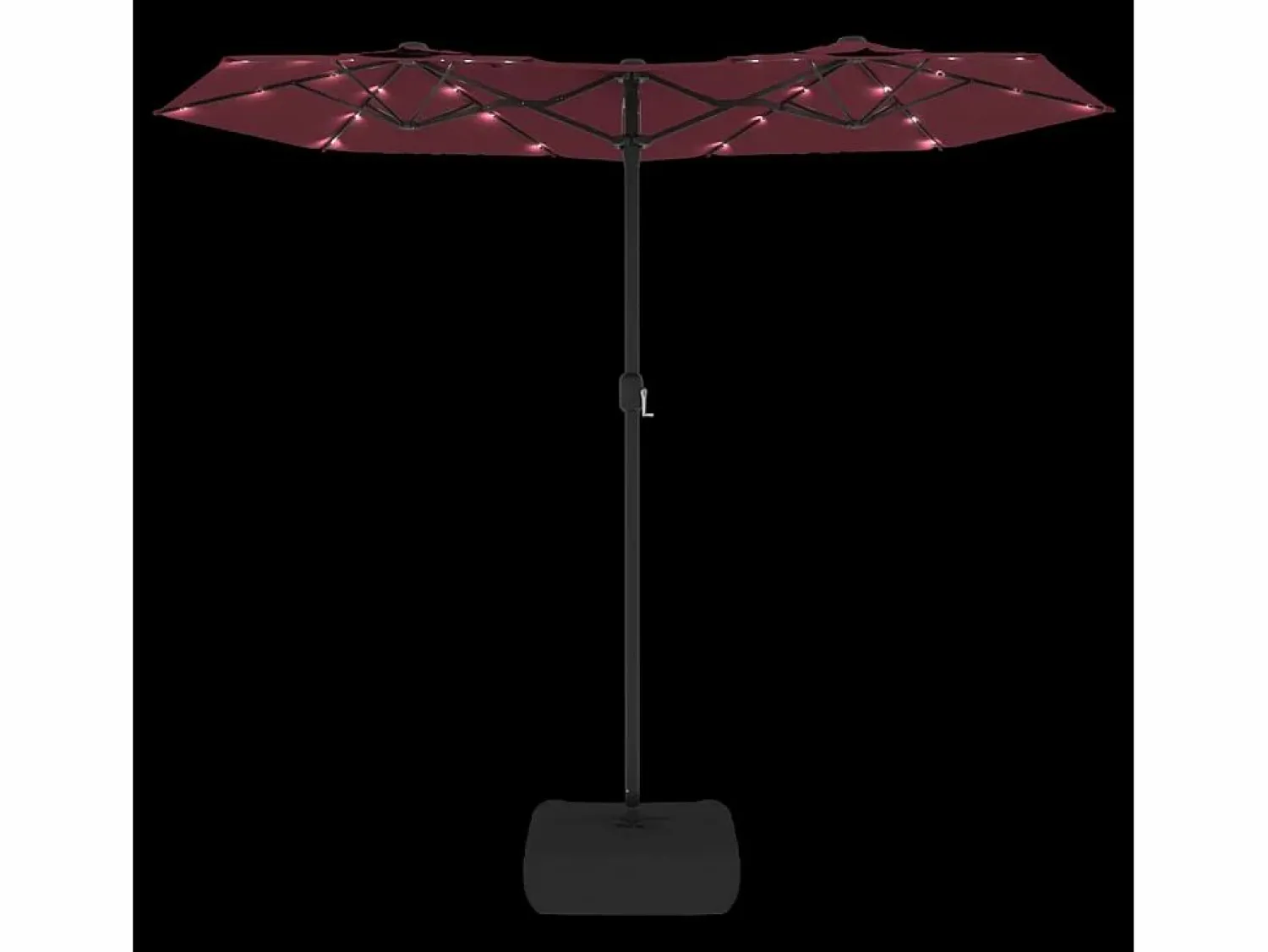 Clearance Vanyra Sombrilla doble de jardín con luces LED burdeos 316x145 cm Sombrilla