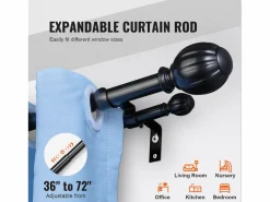 Online Varillas de Cortinas Dobles SucceBuy, Longitud Ajustable de 91.4-182.9 cm, para Salones, Dormitorios, Baños Persianas De Interior