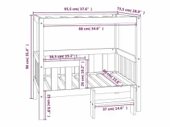 Online Garden Furniture Varyn Cama para perros madera maciza de pino 95,5x73,5x90 cm Gris